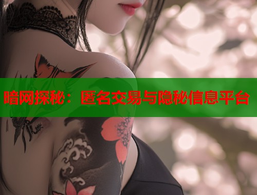 暗网探秘：匿名交易与隐秘信息平台