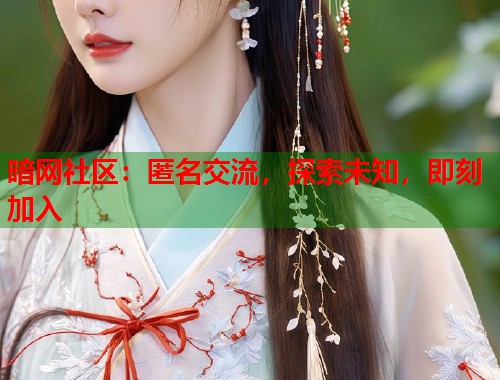 暗网社区：匿名交流，探索未知，即刻加入